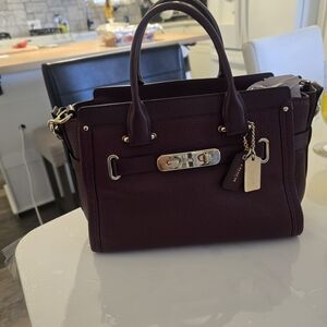Coach Dark Purple Leather Satchel